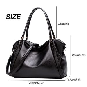 PU Leather Purses and Handbags for Women, Tote Top Handle Bags, Hobo Purse Designer Satchel Crossbody Shoulder Bag (Black)