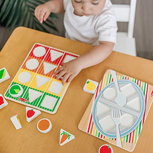 Melissa & Doug Wooden Shape Sorting Grocery Cart Push Toy and Puzzles - Pretend Play Grocery Toys, Sorting And Stacking Toys For Infants And Toddlers Ages 1+ - FSC-Certified Materials