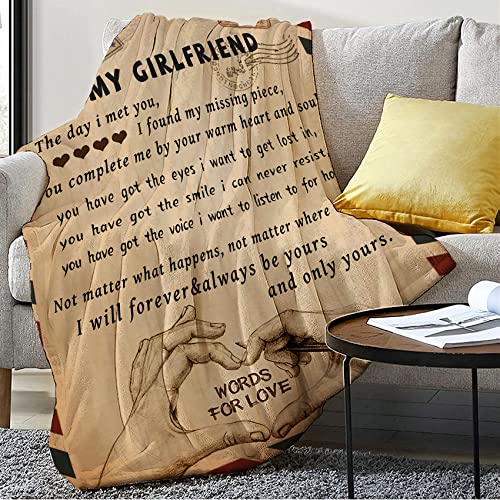 AOOCHUSS Gifts for Girlfriend to My Girlfriend Blanket Romantic Gifts for Her I Love You Throw Blankets Birthday Anniversary Cute Presents from Boyfriend Soft Blankets for Bed Sofa 50"x60"