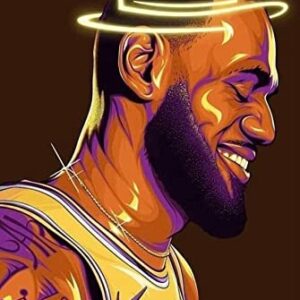 Lebron James Poster, Crowned King Lebron James Lakers Canvas Wall Art Print, Basketball Star Sports Inspirational Poster for Men Boys Bedroom Decor, (16"x24"-No Frame), The Best Gift for Sports Fans