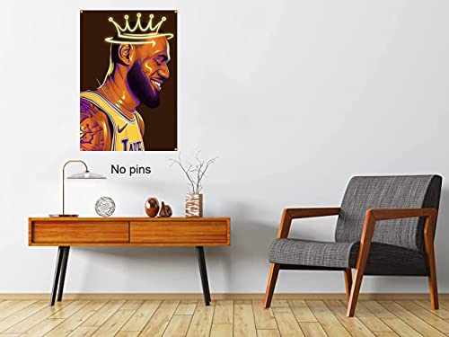 Lebron James Poster, Crowned King Lebron James Lakers Canvas Wall Art Print, Basketball Star Sports Inspirational Poster for Men Boys Bedroom Decor, (16"x24"-No Frame), The Best Gift for Sports Fans