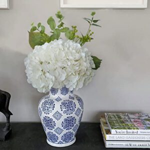 YalzoneMet 3PCS White Hydrangea Artificial Flowers,21inchs Real Touch Faux Hydrangea Flowers for Decoration,Wedding Centerpieces Fake Flowers for Tables Bride Bridesmaid Bouquet Party Home Garden