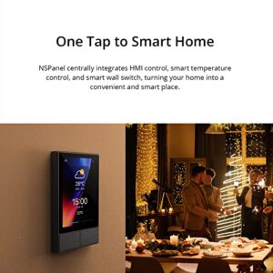 SONOFF NSPanel WiFi Smart Scene Wall Switch,2-Switch Panel Smart Home Control,Touchscreen Control for Smart Temperature Function,Lights,Work with Alexa & Google Home Assistant,Black