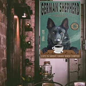 CCPARTON Metal Signs Black German Shepherd Dog Coffee Company Signs Vintage Signs Retro Aluminum Sign for Home Cafe Kitchen 8x12 Inches