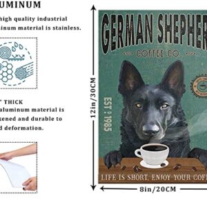 CCPARTON Metal Signs Black German Shepherd Dog Coffee Company Signs Vintage Signs Retro Aluminum Sign for Home Cafe Kitchen 8x12 Inches