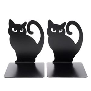 Hovico 1 Pair Bookends,Book Ends, Book Ends for Shelves, Heavy Duty Metal Black Bookend Support for Shelves Offices - Black Cat