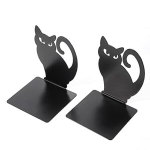 Hovico 1 Pair Bookends,Book Ends, Book Ends for Shelves, Heavy Duty Metal Black Bookend Support for Shelves Offices - Black Cat