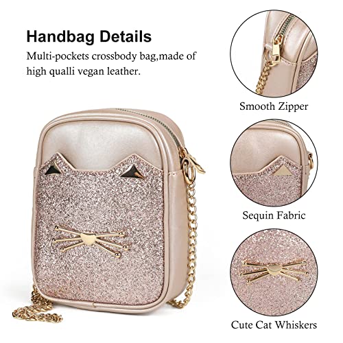 Cute Crossbody Purse for Teen Girls Small Purse and Cat Crossbody Bags for Women Gift with Metal Chain Strap