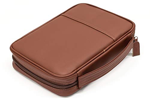 Man of God Two-Tone Brown Cross Faux Leather Men's Bible Cover Case, Large