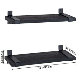 LAVIEVERT Floating Shelves Wall Mounted Set of 2, Rustic Wood Wall Storage Shelves for Bedroom, Living Room, Bathroom, Kitchen, Office - Black