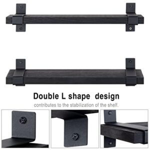 LAVIEVERT Floating Shelves Wall Mounted Set of 2, Rustic Wood Wall Storage Shelves for Bedroom, Living Room, Bathroom, Kitchen, Office - Black