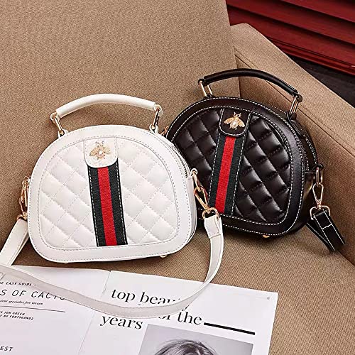 Beatfull Designer Bee Crossbody Bags for Women Stylish Round Quilted Shoulder Purse Small Leather Top Handle Cross Body Handbag