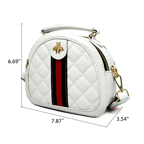 Beatfull Designer Bee Crossbody Bags for Women Stylish Round Quilted Shoulder Purse Small Leather Top Handle Cross Body Handbag