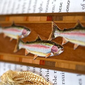 Rainbow Trout Fish Steelhead Salmon Engraved with Added Color Wooden Bookmark - Also Available with Personalization - Made in USA