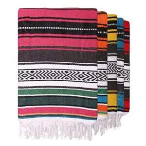 thermasnug mexican blanket – handwoven serape blanket perfect as yoga blanket, bed blanket, hiking blanket, party decoration table runner.