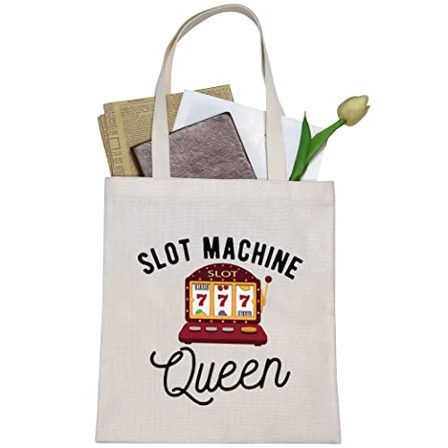 TSOTMO Slot Machine Casino Gambling Tote Bag Queen Of The Machine Gift Gambler Gift Slot Machine Queen Tote Bag Gift For Gambling Lovers (Slot Canvas)