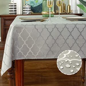 sastybale jacquard tablecloth rectangle damask fabric table cloth, water resistant & wrinkle free polyester table cover for kitchen dining tabletop use (rectangle/oblong, 52″ x 70″ (4-6 seats), gray)