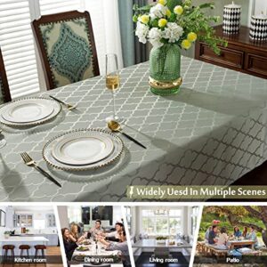 SASTYBALE Jacquard Tablecloth Rectangle Damask Fabric Table Cloth, Water Resistant & Wrinkle Free Polyester Table Cover for Kitchen Dining Tabletop Use (Rectangle/Oblong, 52" x 70" (4-6 Seats), Gray)