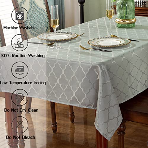 SASTYBALE Jacquard Tablecloth Rectangle Damask Fabric Table Cloth, Water Resistant & Wrinkle Free Polyester Table Cover for Kitchen Dining Tabletop Use (Rectangle/Oblong, 52" x 70" (4-6 Seats), Gray)