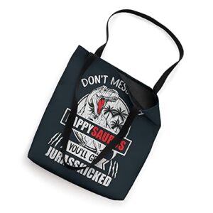 Don't Mess With Pappy Saurus Dinosaur Family Matching Papa Tote Bag
