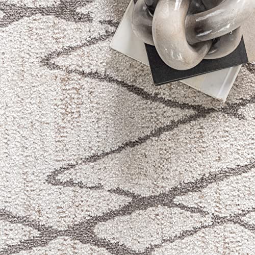 nuLOOM Miriam Machine Washable Geometric Diamond Area Rug, 8' x 10', Beige