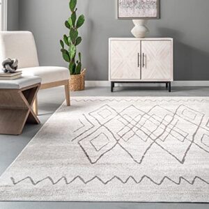 nuLOOM Miriam Machine Washable Geometric Diamond Area Rug, 8' x 10', Beige