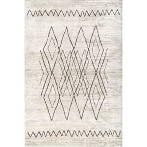 nuLOOM Miriam Machine Washable Geometric Diamond Area Rug, 8' x 10', Beige