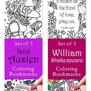 Re-Marks Shakespeare and Jane Austen Colormarks Gift Set - Includes 10 Coloring Bookmarks