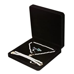 leture velvet jewelry set box, velvet gift box for bracelet necklace earring ring (black)