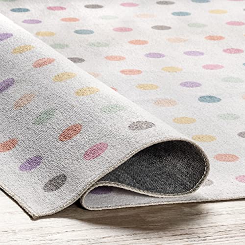 nuLOOM Larissa Machine Washable Kids Polka Dot Area Rug, 4' x 6', Ivory