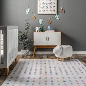 nuLOOM Larissa Machine Washable Kids Polka Dot Area Rug, 4' x 6', Ivory