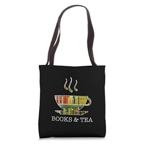 books and tea – book reader and book lover tote bag