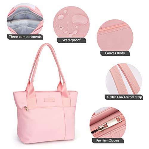 GoodSing Tote Bag, Shoulder Bag For Women Girl Waterproof Oxford Work Purse Handbag Travel Bag Washable Shopping Bags Large Capacity Pink