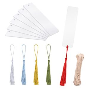savita 15pcs acrylic bookmark, plastic transparent bookmark, clear bookmark blank bookmarks crafts with tassels hemp rope for diy project decoration (5 colors)