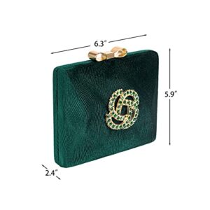 Mulian LilY Green Velvet Evening Bags For Women With Closure Rhinestone Crystal Embellished Clutch Purse For Party Wedding M453