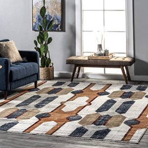 nuloom marita distressed geometric area rug, 5′ x 8′, beige