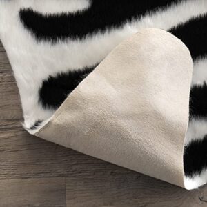 nuLOOM Jayla Machine Washable Zebra Faux Cowhide Area Rug, 5' 9" x 7' 7", Black and White