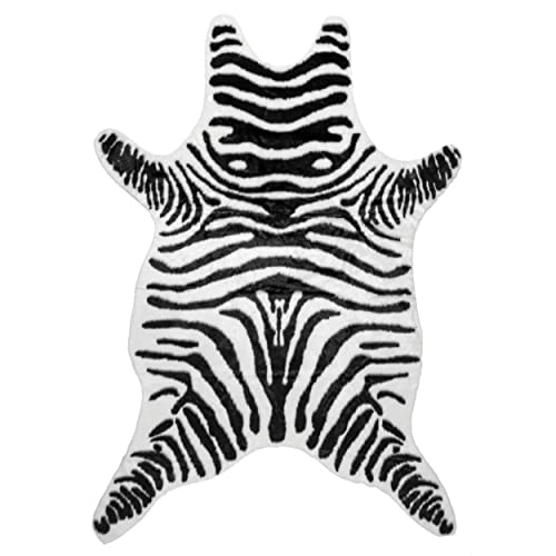 nuLOOM Jayla Machine Washable Zebra Faux Cowhide Area Rug, 5' 9" x 7' 7", Black and White