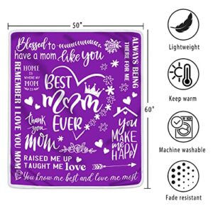 Gifts for Mom, Soft Mom Blanket, Valentines Day Gifts for Mom, Birthday Gifts for Mom, Gifts for Mom from Daughter, Valentines Gifts for Mom, Mom Birthday Gifts,Purple Blanket 50" x 60"