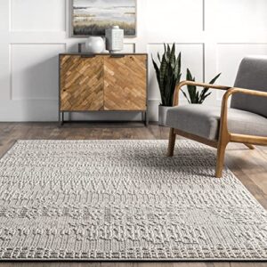 nuLOOM Teagan Textured Abstract Area Rug, 7' 10" x 10', Grey