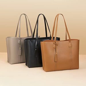 LAORENTOU Tote Handbags for Women Cow Leather Top-handle Purse Lady Pocketbooks Shoulder Bags Work Tote Bags Clearance