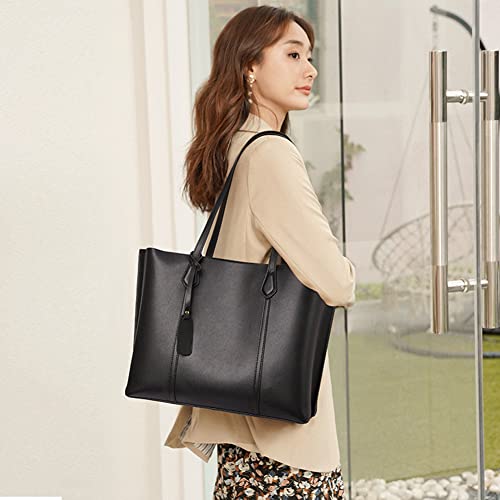 LAORENTOU Tote Handbags for Women Cow Leather Top-handle Purse Lady Pocketbooks Shoulder Bags Work Tote Bags Clearance