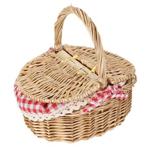 besportble bread storage basket handheld basket outdoor picnic basket with double lids