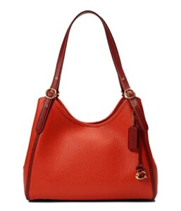 coach color-block leather lori shoulder bag red/orange/multi one size