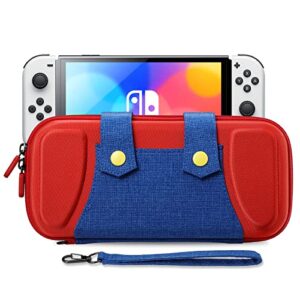 kenobee carry case for nintendo switch oled model 2021 / switch 2017, slim portable hard shell cover storage travel bag with 10 game cartridge holder, inner pocket for switch/ oled console & accessories