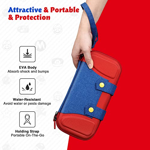 KENOBEE Carry Case for Nintendo Switch OLED Model 2021 / Switch 2017, Slim Portable Hard Shell Cover Storage Travel Bag with 10 Game Cartridge Holder, Inner Pocket for Switch/ OLED Console & Accessories