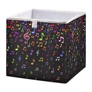 DOMIKING Music Notes Storage Bins for Closet Shelves Bedroom Foldable Fabric Storage Boxes with Sturdy Handle Large Baskets Organization Cubes 11 Inch