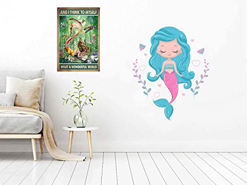 And I Think To Myself Sign - Positive Motivational Encouragement Gifts for Women Teens - Inspirational Quote Wall Art - Mermaid Wall Decor (100)