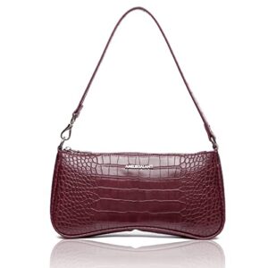 shoulder bag for women retro classic purse pu leathe clutch handbag with zipper closure