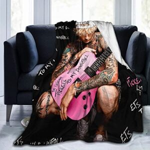 pop singer mgk fuzzy soft blanket,soft throw blankets, breathable lightweight blanket flannel travel personalized blankets for couch bed sofa
